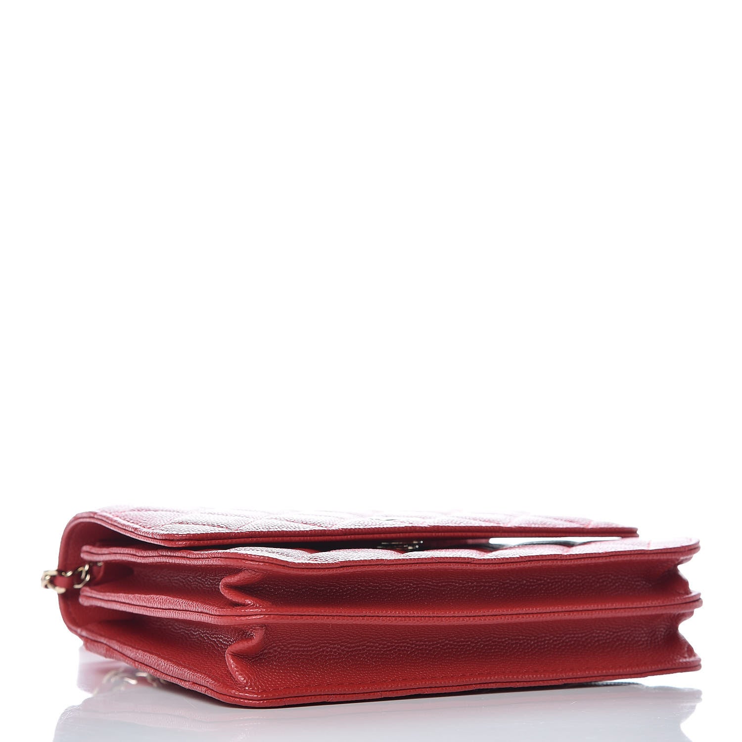 Chanel Caviar Quilted Square Wallet On Chain WOC Red 3 of 10
