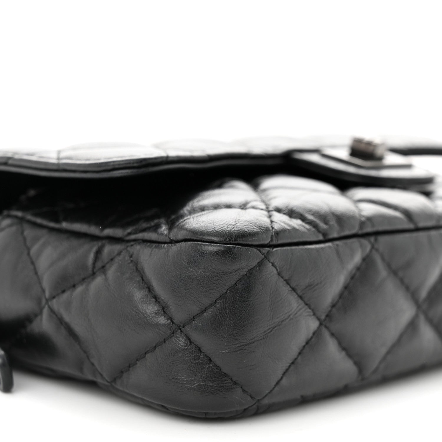Chanel Aged Calfskin Quilted 2.55 Reissue Phone Holder With Chain So Black 11 of 13
