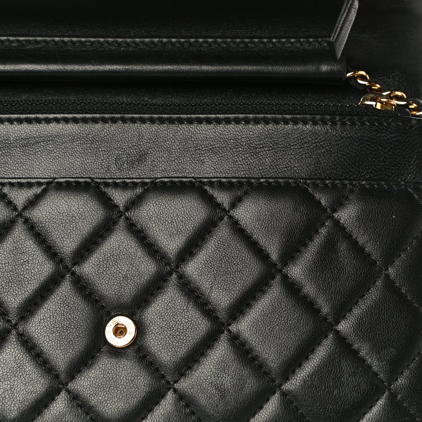 Lambskin Quilted Boy Wallet On Chain WOC Black
