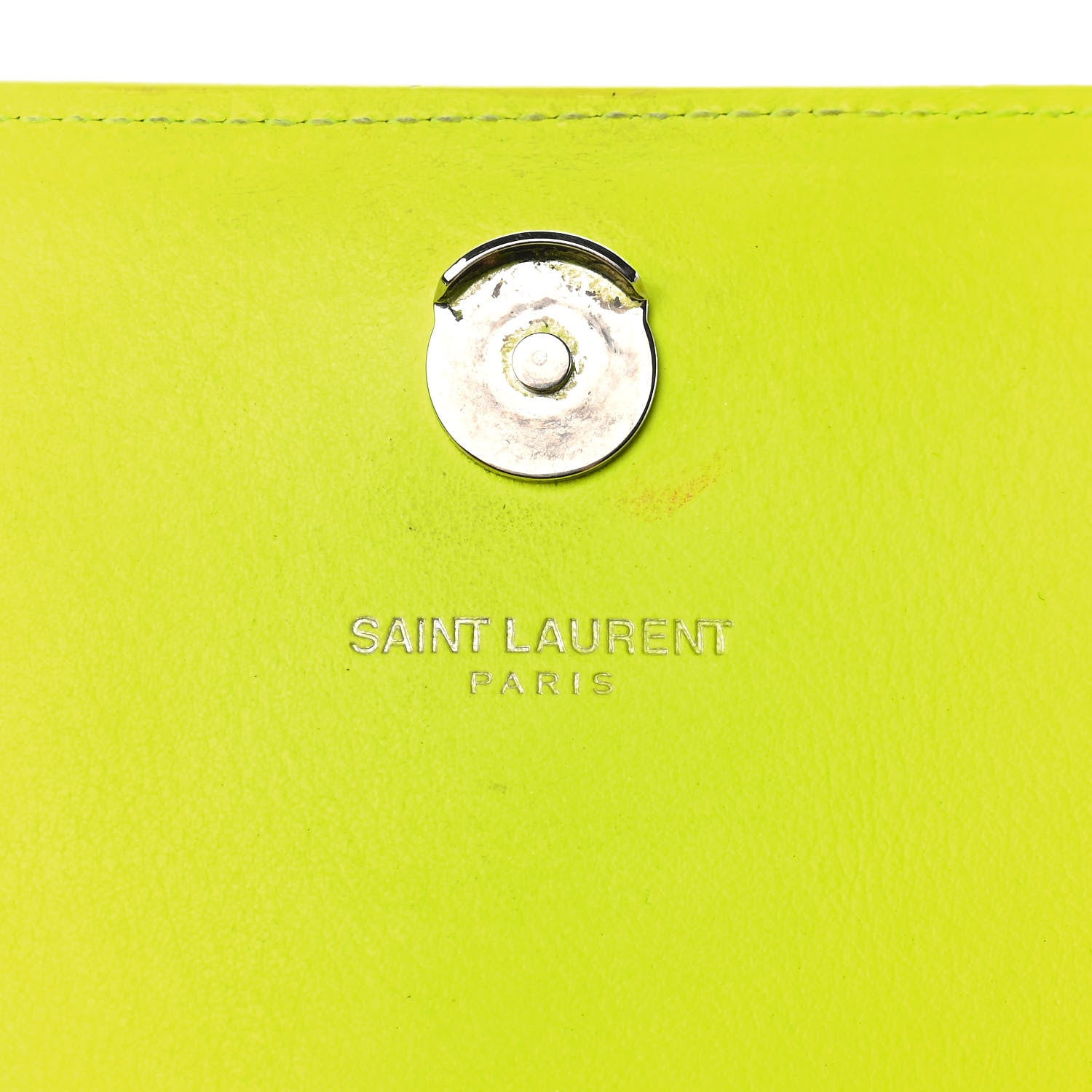 Saint Laurent Patent Grain de Poudre Small Monogram Kate Satchel Neon Yellow 8 of 10