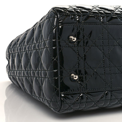 Christian Dior Patent Cannage Dior Soft Shopping Tote Black 9 of 10