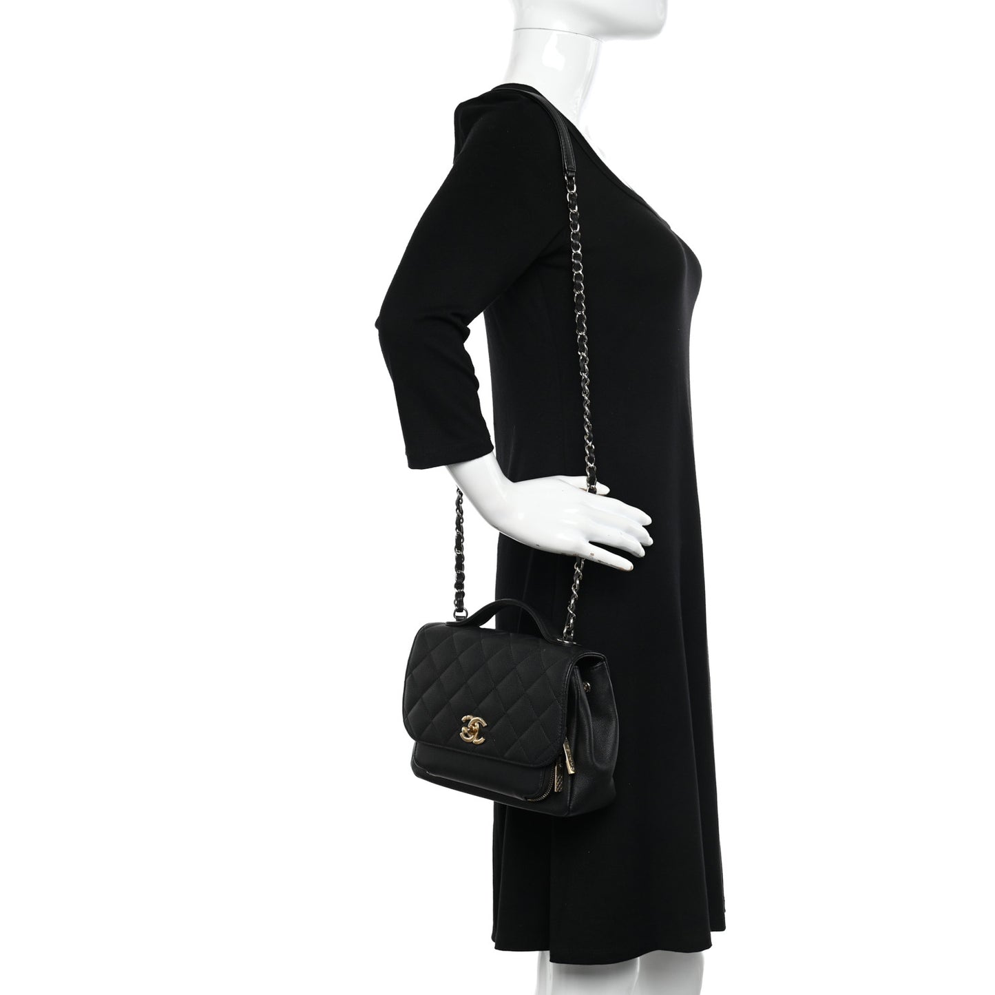 Caviar Quilted Medium Business Affinity Flap Black