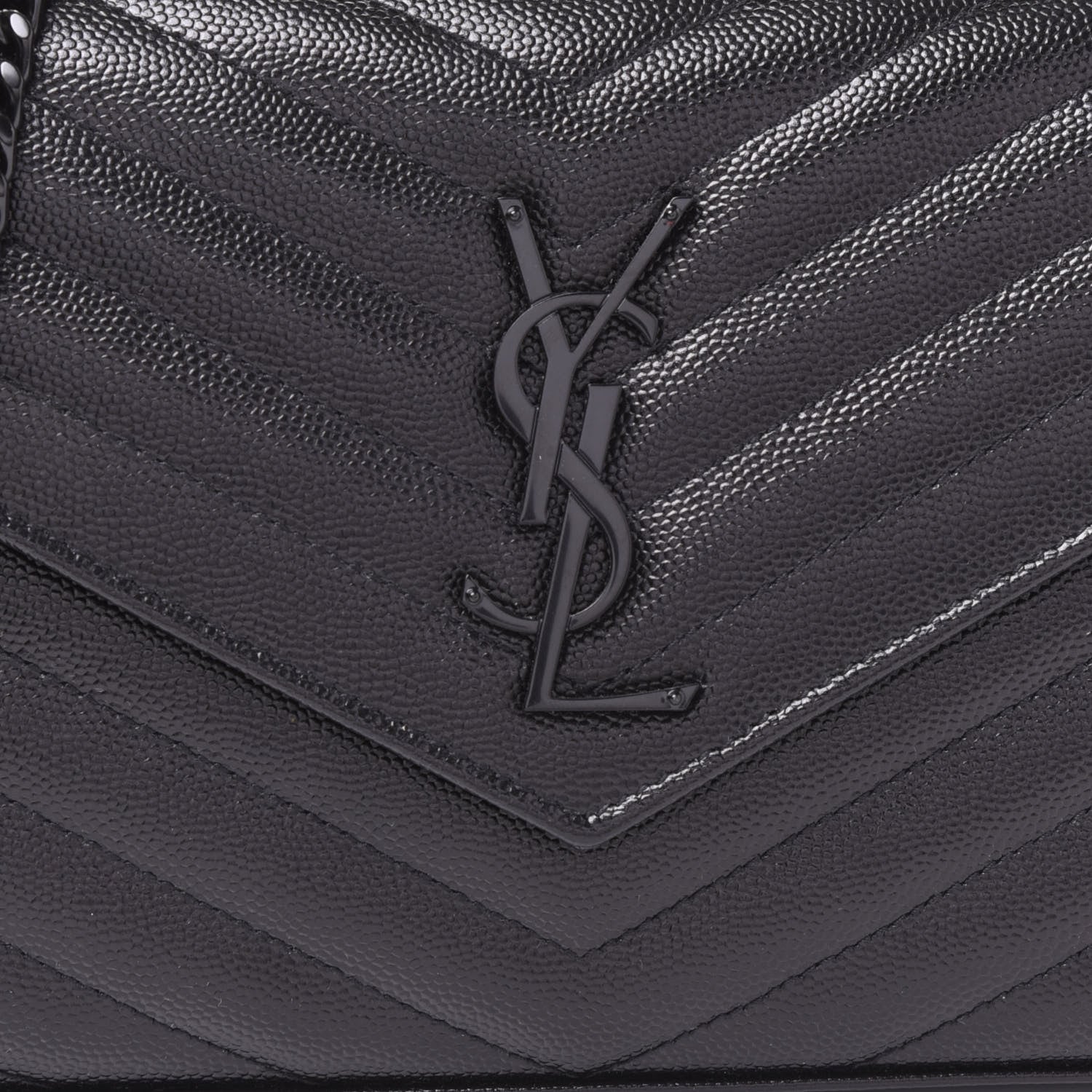 Saint Laurent Grain De Poudre Matelasse Chevron Monogram Chain Wallet Black 8 of 8