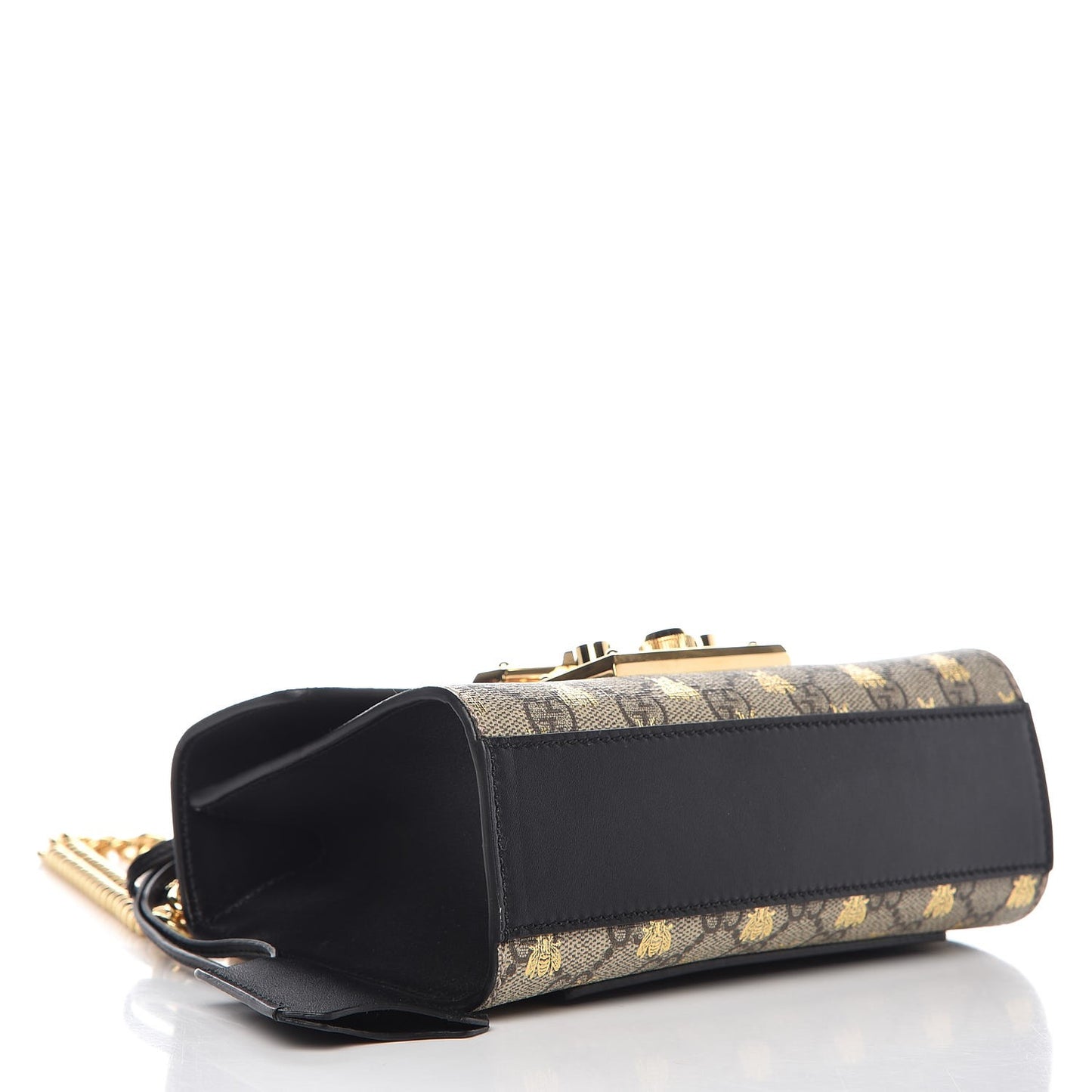 GG Supreme Monogram Bees Small Padlock Shoulder Bag Black