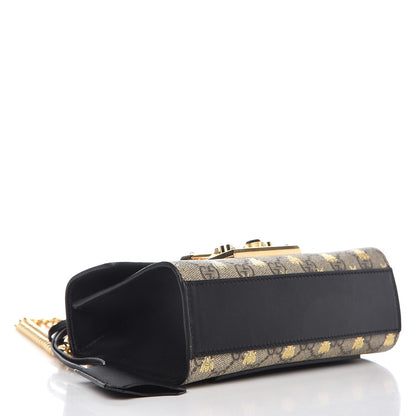 Gucci GG Supreme Monogram Bees Small Padlock Shoulder Bag Black 4 of 7