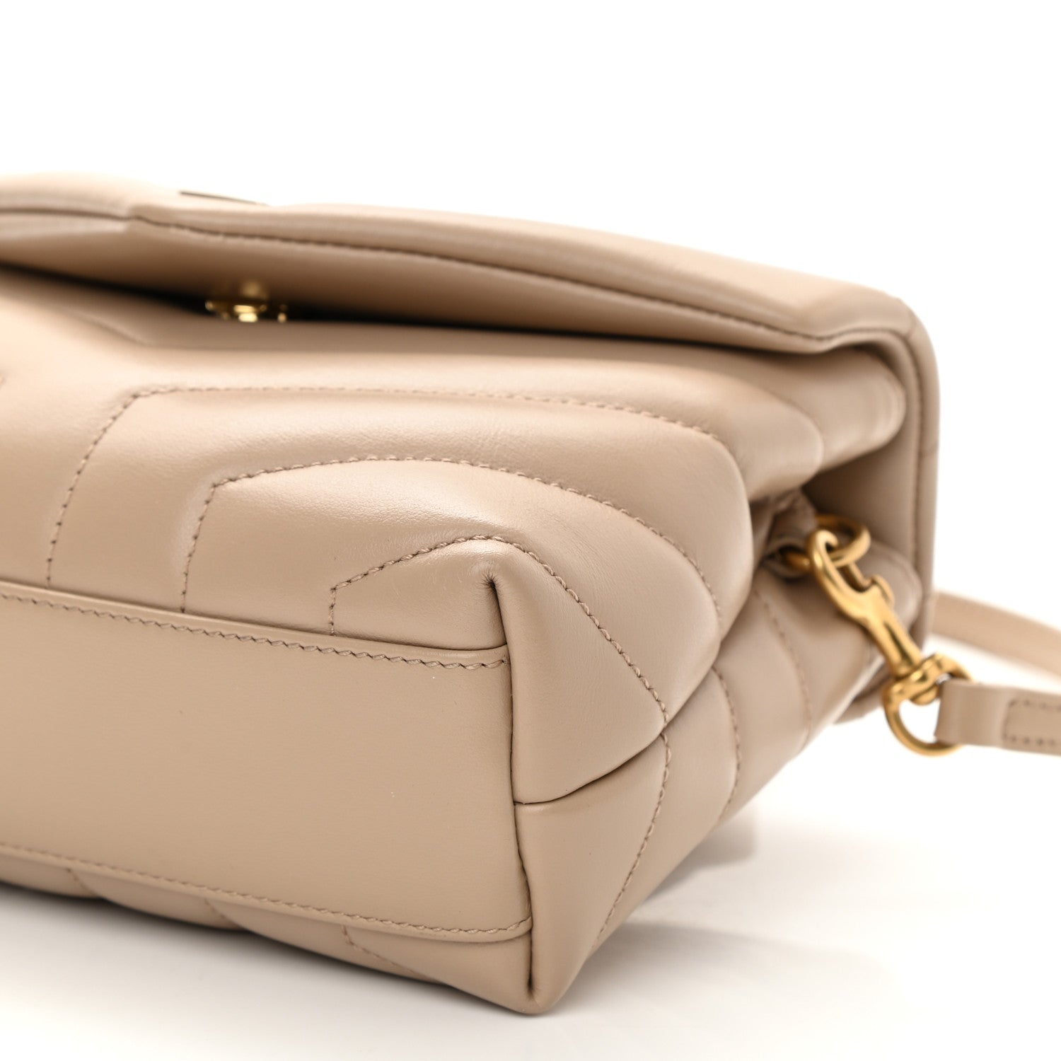 Saint Laurent Calfskin Y Quilted Monogram Toy Loulou Crossbody Bag Dark Beige 9 of 9
