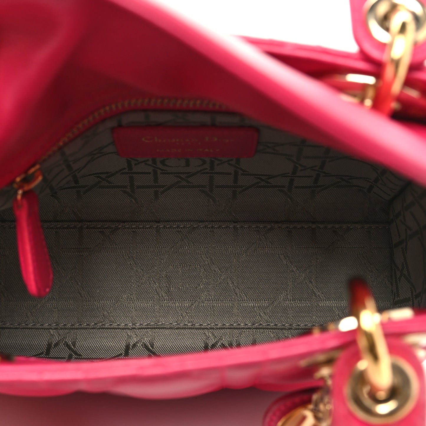 Lambskin Cannage Mini Lady Dior Fuchsia