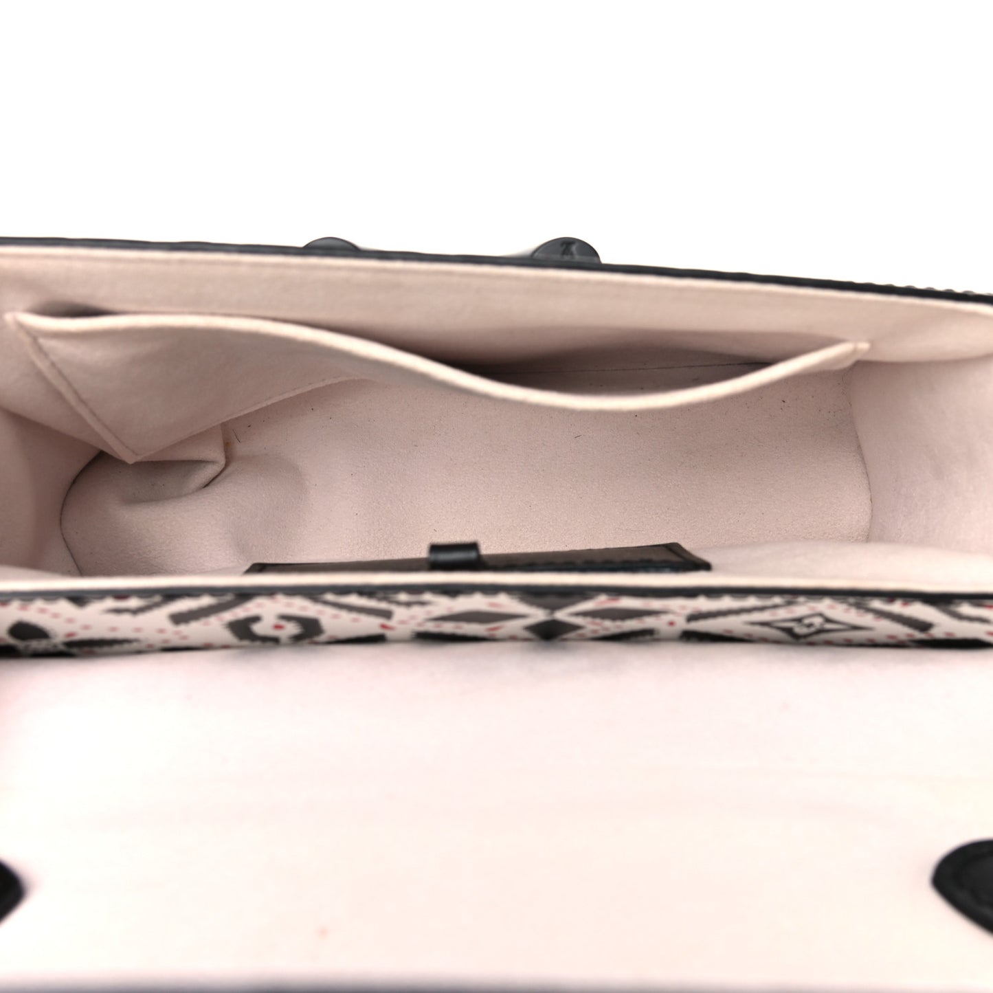 Calfskin Graphic Print Twist Shoulder Bag MM White Black