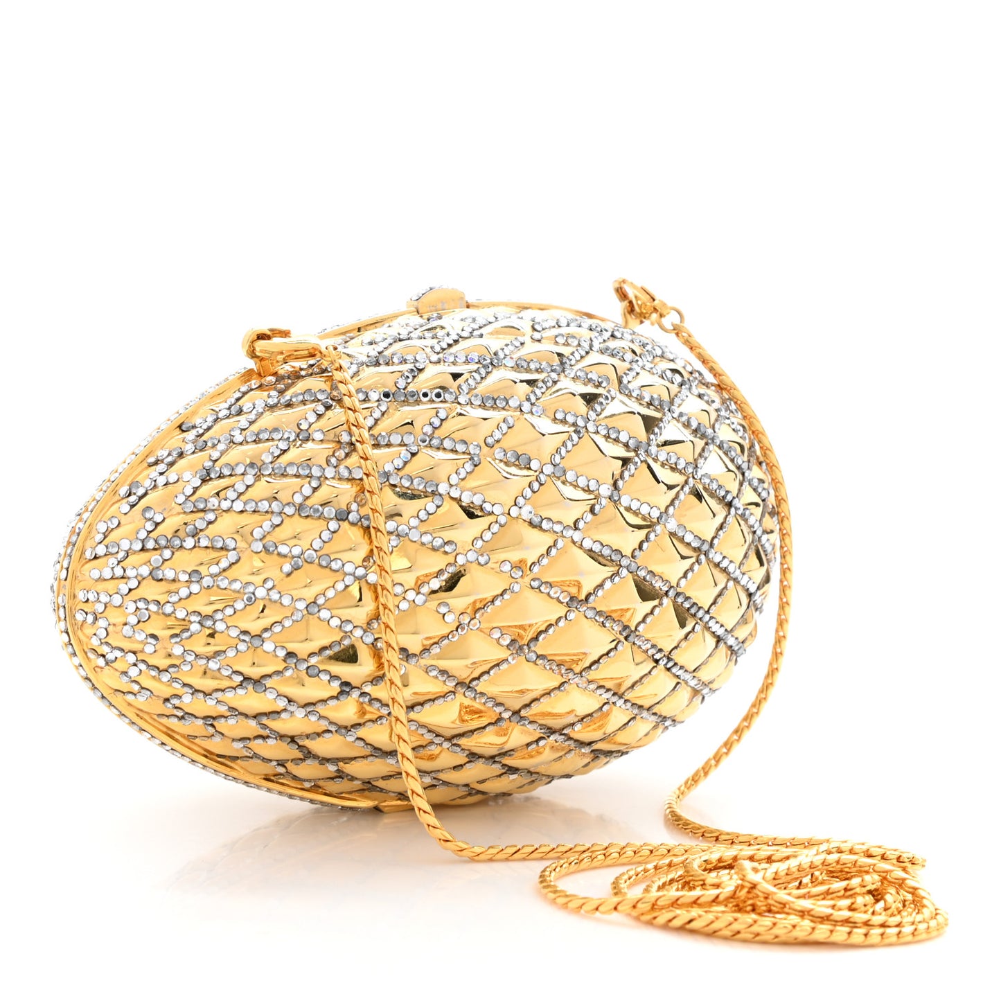 Crystal Egg Minaudiere Clutch Gold