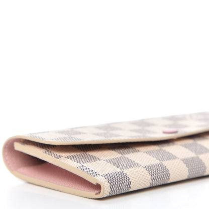 Louis Vuitton Damier Azur Emilie Wallet Rose Ballerine 6 of 11
