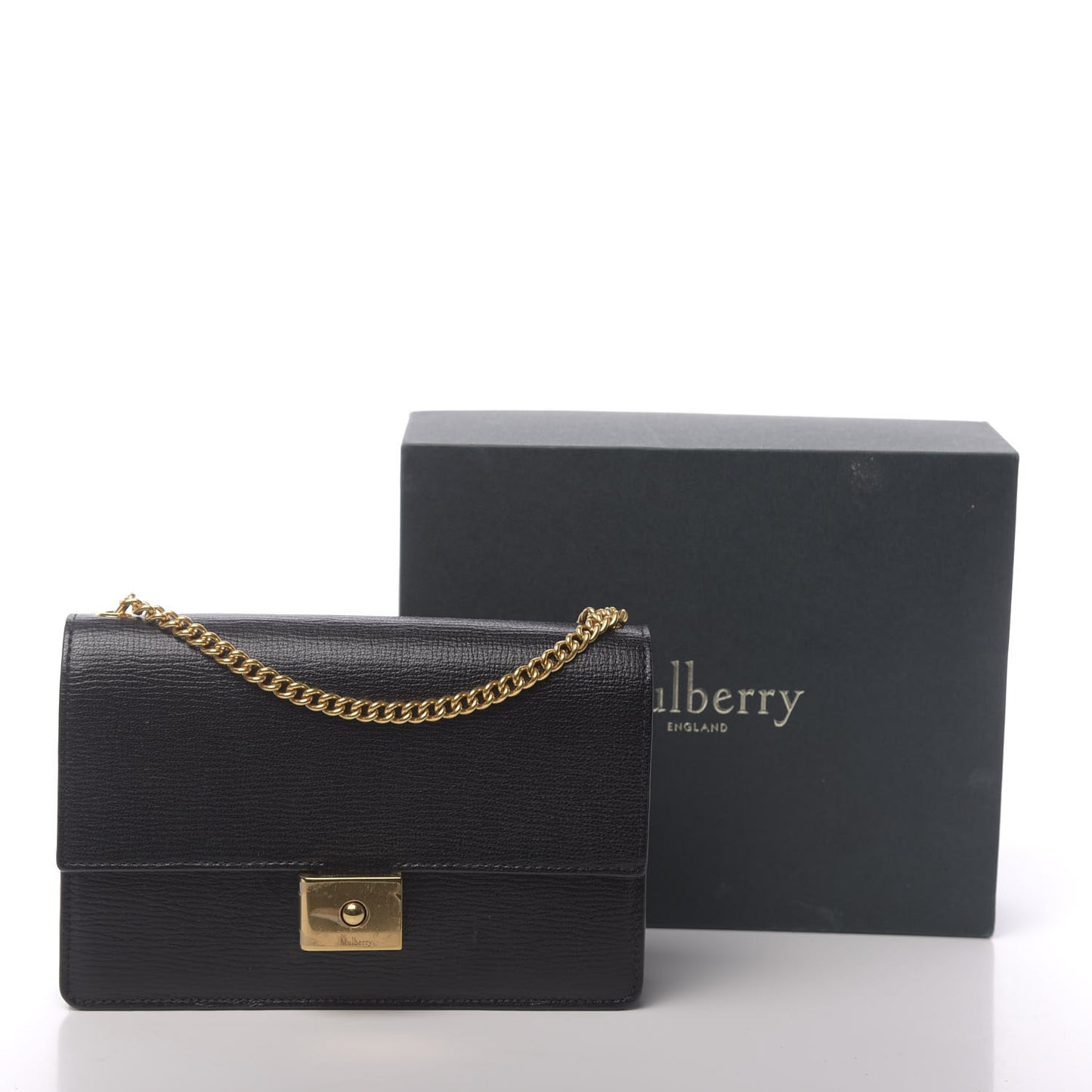 Small Classic Grain Cheyne Clutch Black