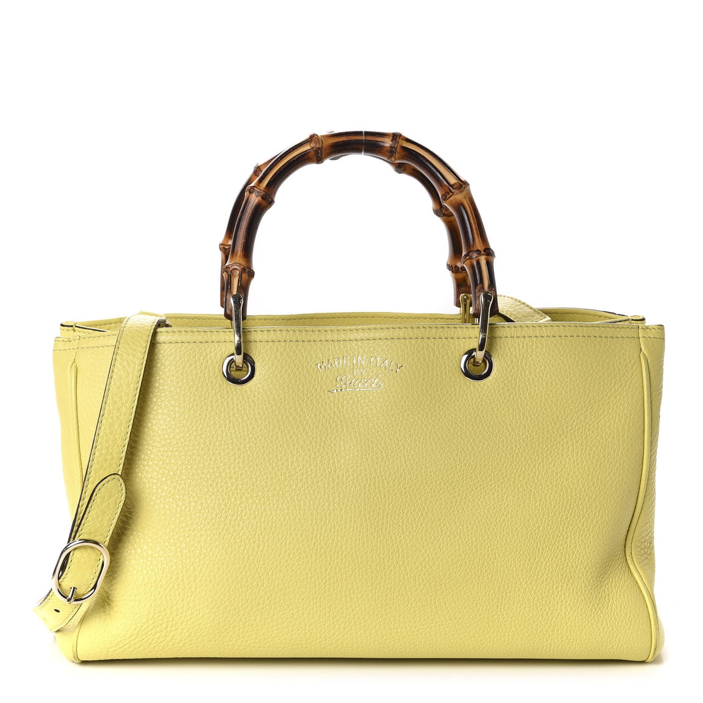 Pebbled Calfskin Medium Bamboo Shopper Tote Citrus