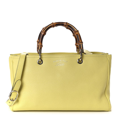 Gucci Pebbled Calfskin Medium Bamboo Shopper Tote Citrus 1 of 10