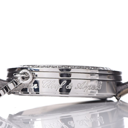 Van Cleef & Arpels 18K White Gold Satin Diamond Pave Bezel 25mm Charms Quartz Watch 9 of 11