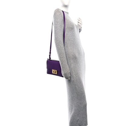 Salvatore Ferragamo Smooth Calfskin Medium Aileen Gancio Lock Shoulder Bag Grape Rosso 3 of 16