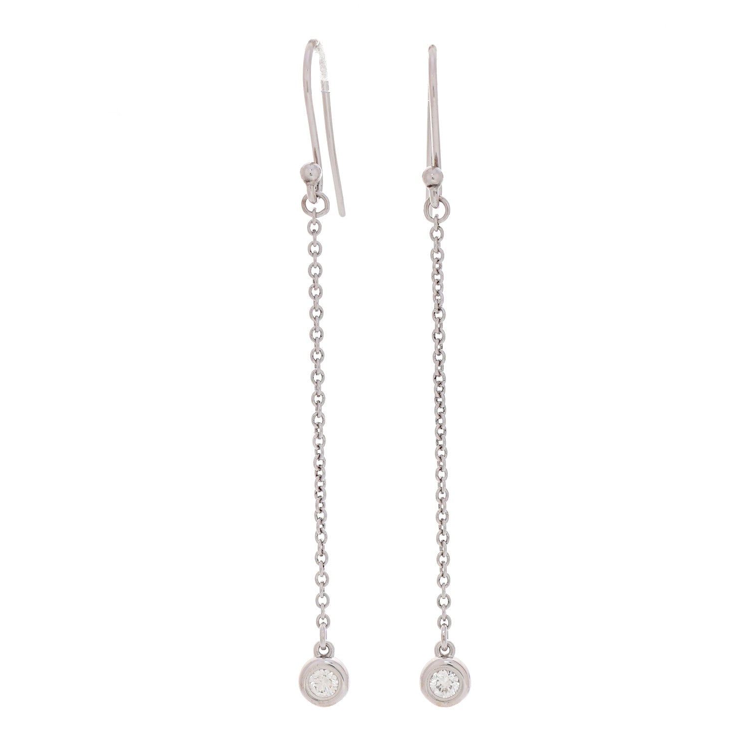 Tiffany Sterling Silver Diamond .10ct Elsa Peretti Diamonds by the Yard Drop Earrings 1 of 4