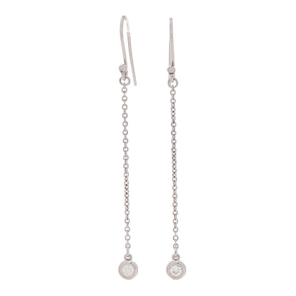 Tiffany Sterling Silver Diamond .10ct Elsa Peretti Diamonds by the Yard Drop Earrings 1 of 4