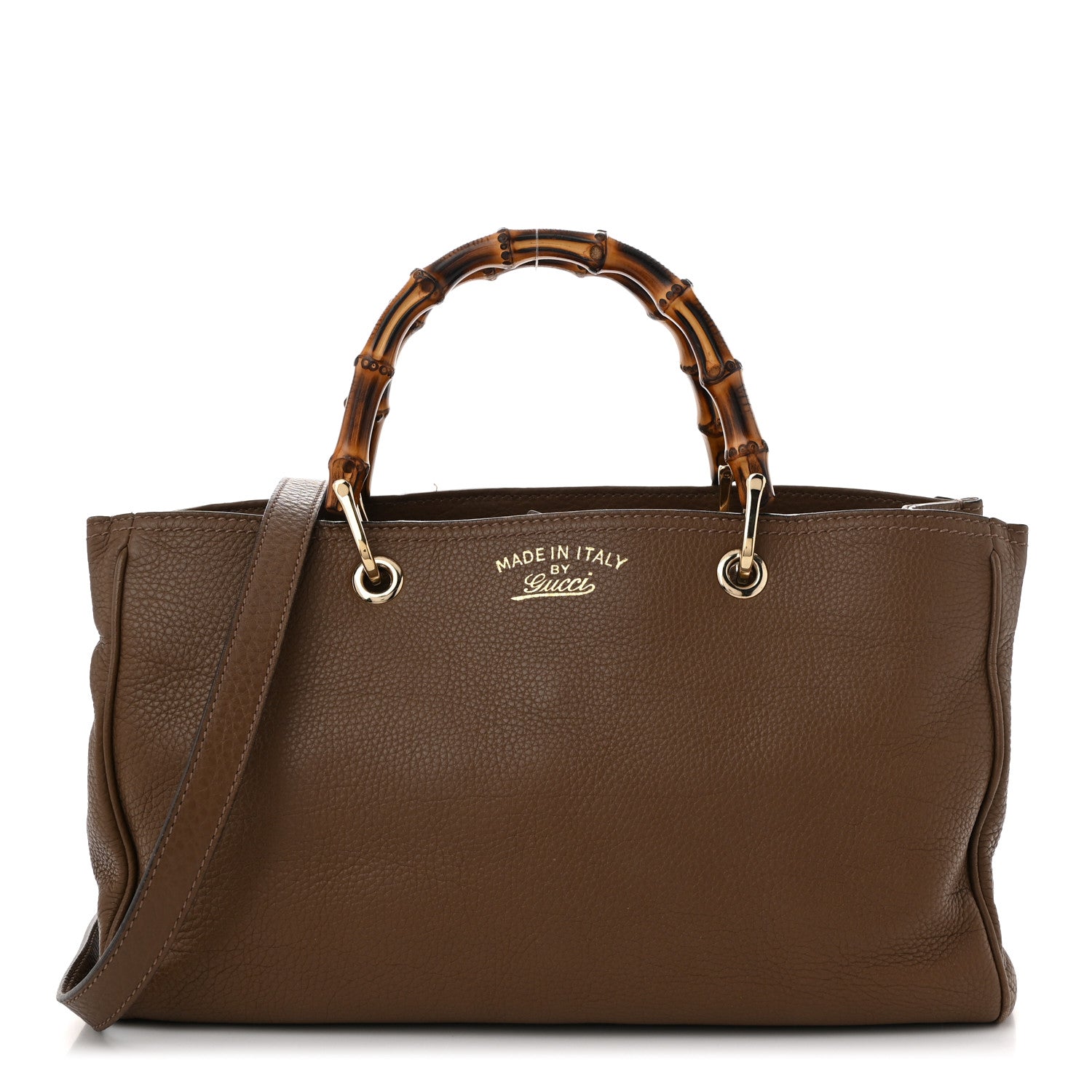 Gucci Pebbled Calfskin Medium Bamboo Shopper Tote Acero 1 of 12