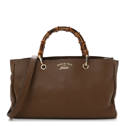 Gucci Pebbled Calfskin Medium Bamboo Shopper Tote Acero 1 of 12