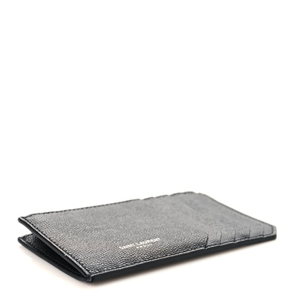 Saint Laurent Grained Calfskin 5 Fragments Zip Pouch Card Holder Black 4 of 8