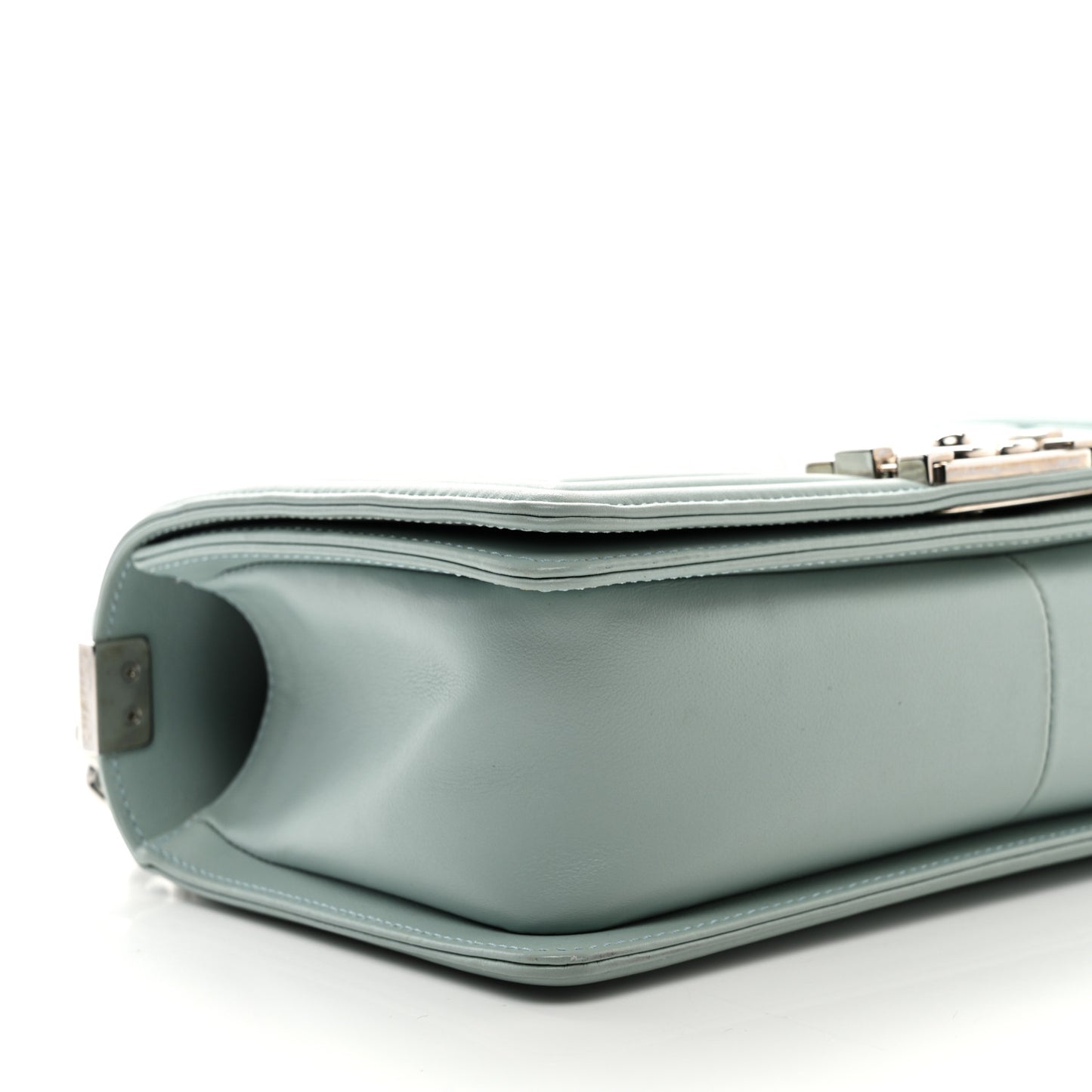 Lambskin Quilted Medium Boy Flap Light Blue