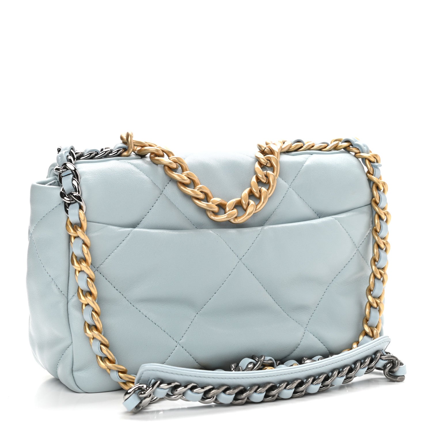 Chanel Lambskin Quilted Medium Chanel 19 Flap Light Blue 3 of 11