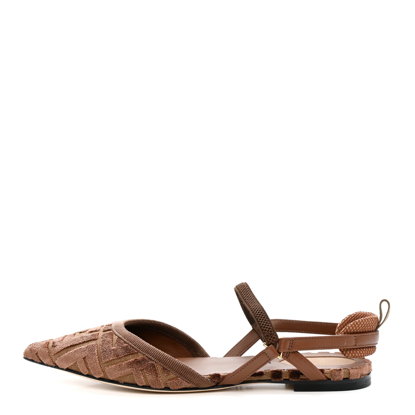 Tessuto Velluto FF Tapestry Colibri Lite Slingback Ballerina Flats 36.5 Chocolate Gianduia Cioccolato