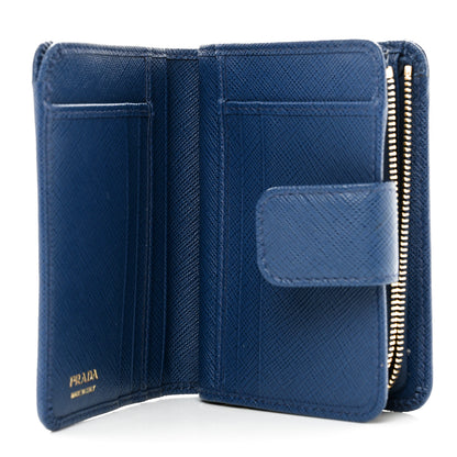 Prada Saffiano Metal Compact Wallet Cobalto 5 of 9