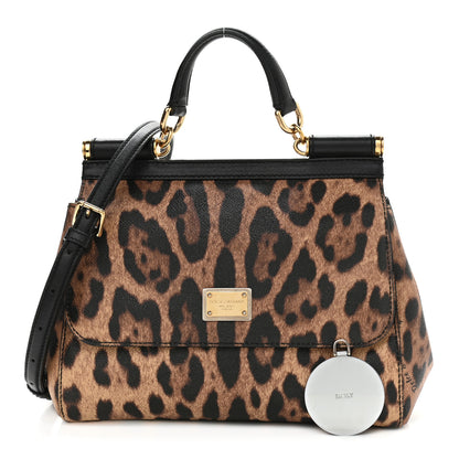 Dolce & Gabbana Dauphine Leopard Print Small Miss Sicily Satchel Black 1 of 11