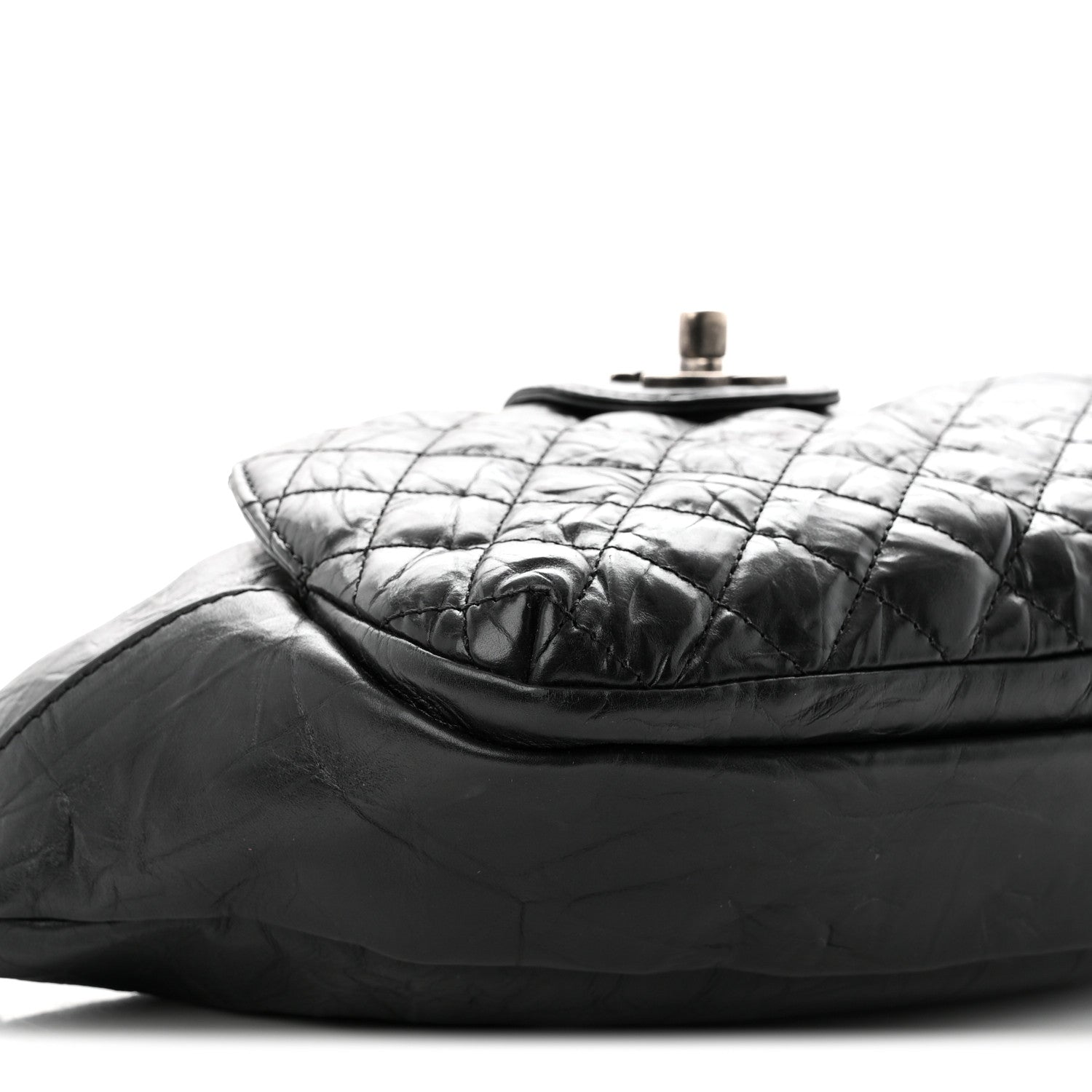 Chanel Crumpled Calfskin Quilted Casual Rock Waist Bag Fanny Pack Black 9 of 10