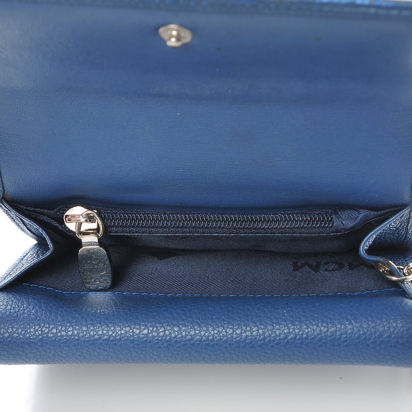 Calfskin Studded Compact Wallet Blue
