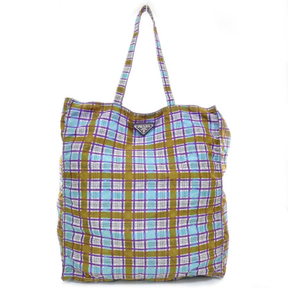 Prada Tessuto Nylon Plaid Shopping Tote w Cosmetic Pouch 1 of 10