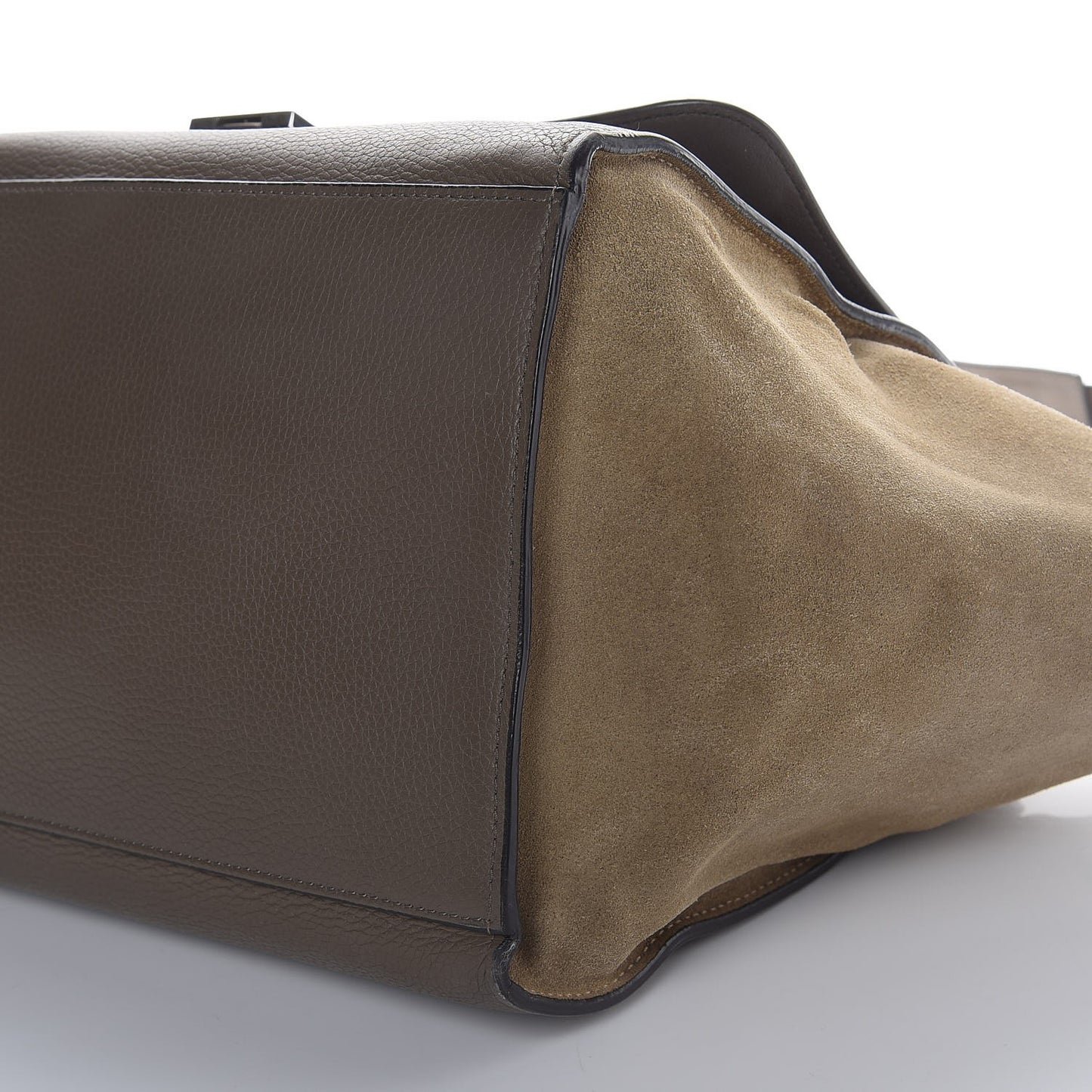 Drummed Calfskin Suede Medium Trapeze Souris
