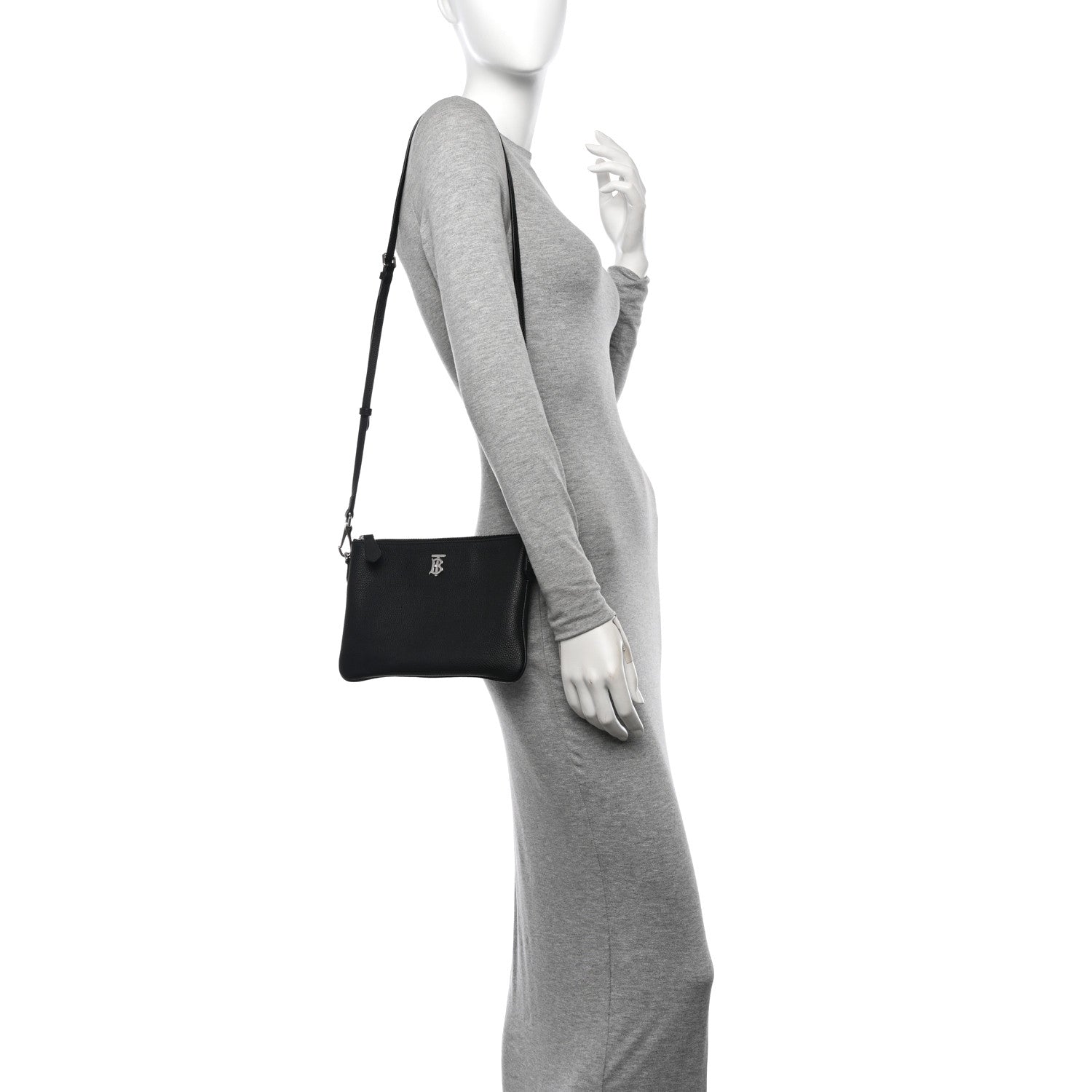 Burberry Grained Calfskin Peyton TB Crossbody Bag Black 2 of 11