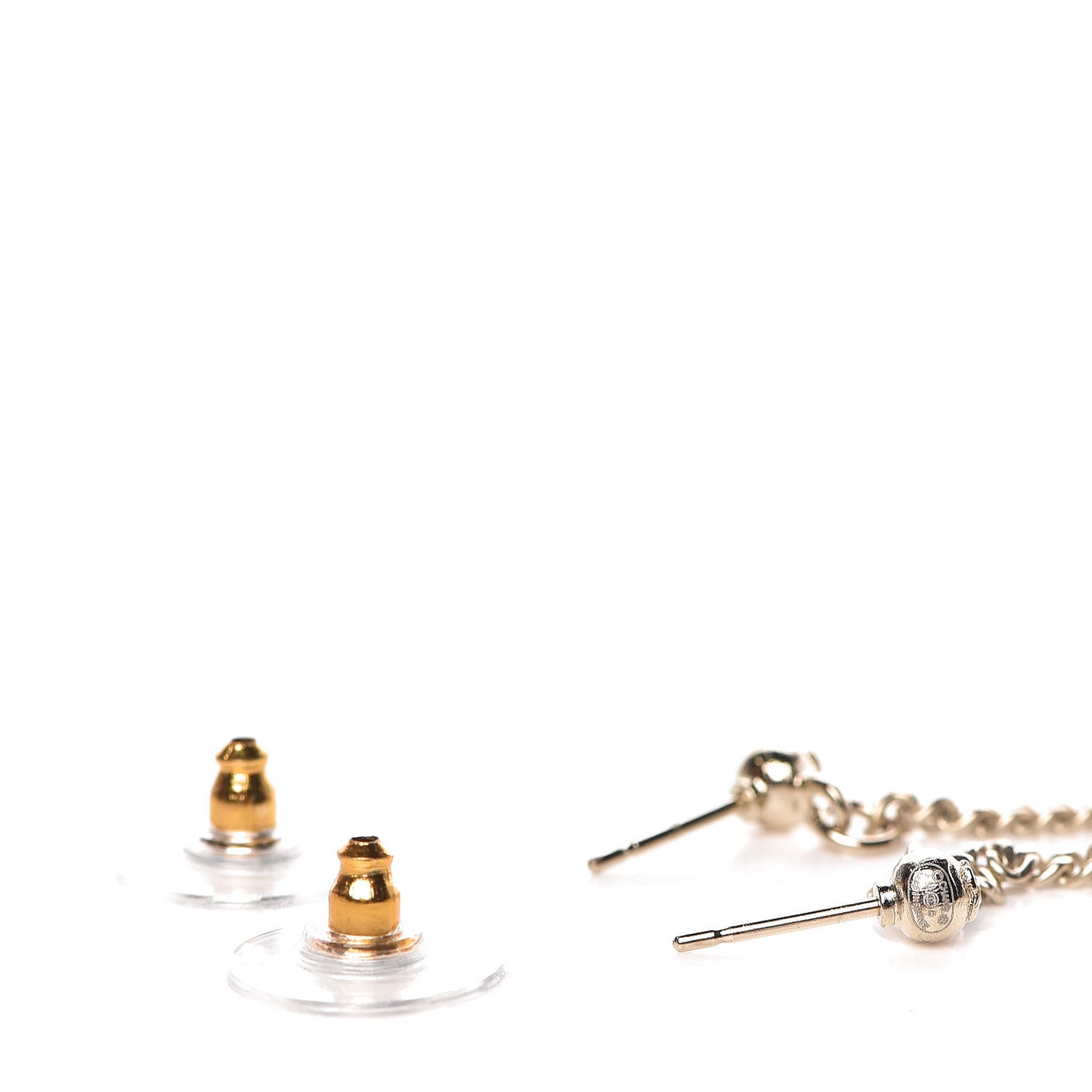 Crystal CC Drop Earrings Pink Grey Gold