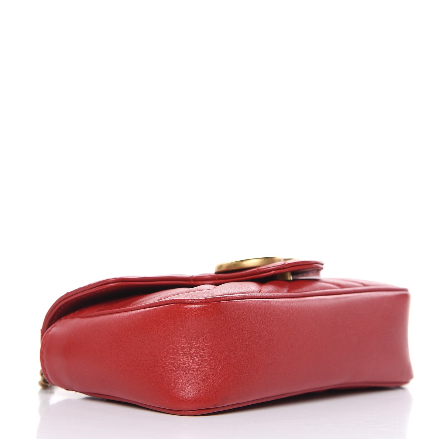 Calfskin Matelasse Super Mini GG Marmont Shoulder Bag Hibiscus Red