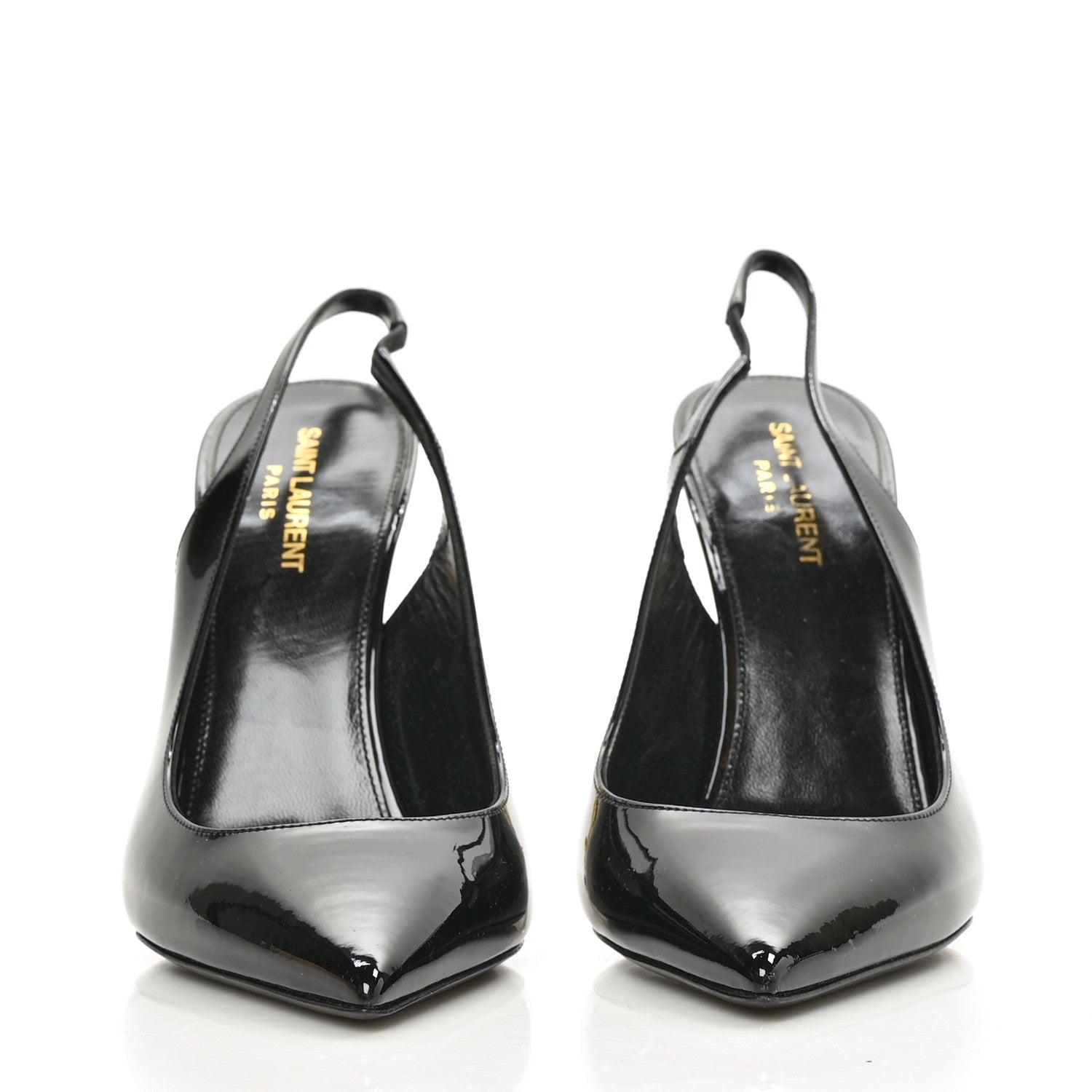 Saint Laurent Patent Opyum 110 Slingback Pumps 40 Black Gold 2 of 8