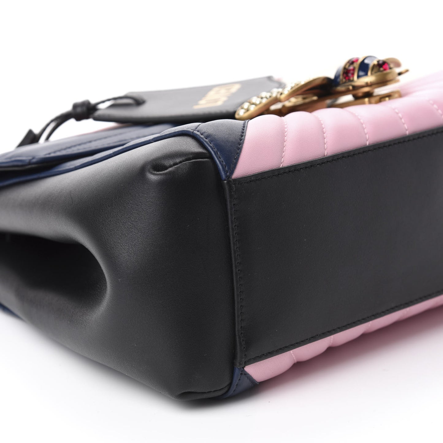 Calfskin Bamboo Trapuntata Queen Margaret Top Handle Bag Blue Agata Hibiscus Red Mystic White Sugar Pink