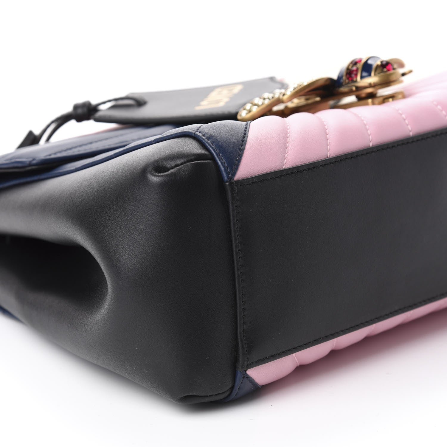Gucci Calfskin Bamboo Trapuntata Queen Margaret Top Handle Bag Blue Agata Hibiscus Red Mystic White Sugar Pink 7 of 11