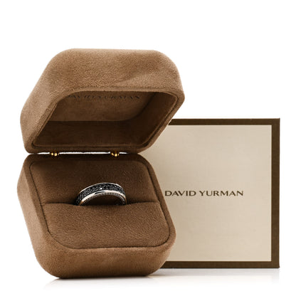 David Yurman Sterling Silver Black Diamond Streamline Two-Row Band Ring 61 9.5 6 of 6