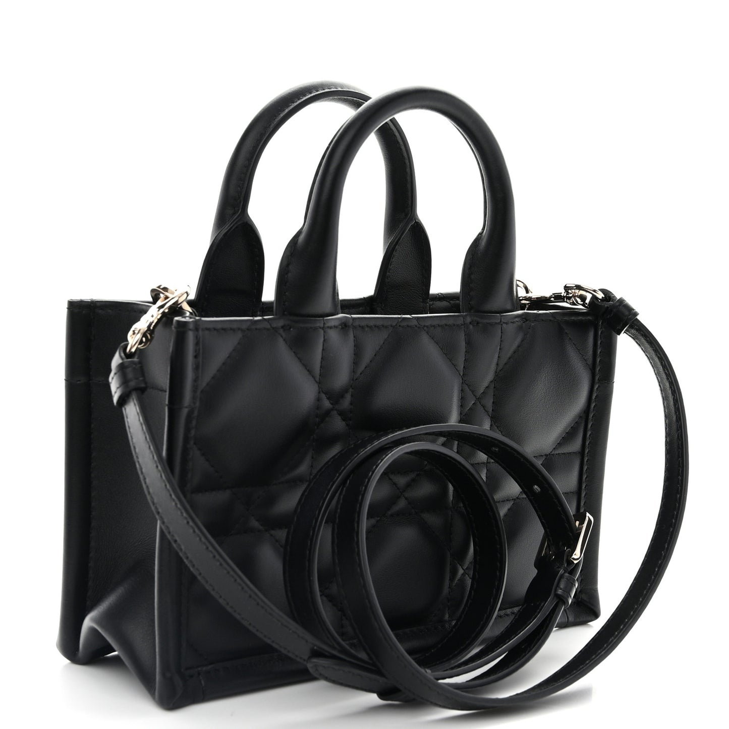 Calfskin Macrocannage Mini Book Tote Black