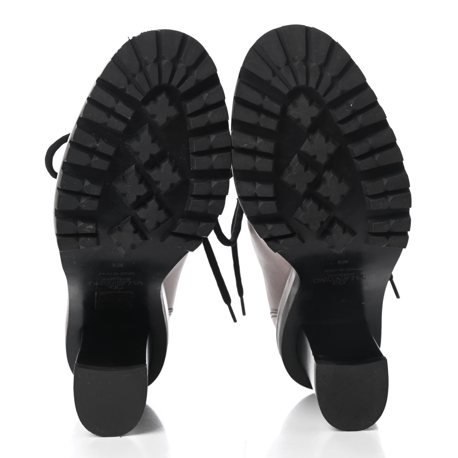 Valentino Garavani Calfskin Rockstud Lace-Up Ankle Boots 35.5 Poudre Black 5 of 9