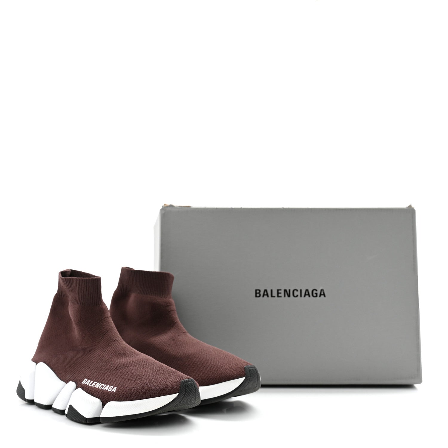 Balenciaga Technical 3D Recycled Knit Bi-Color Sole Womens Speed 2.0 Sneakers 35 Dark Burgundy Black White 10 of 10
