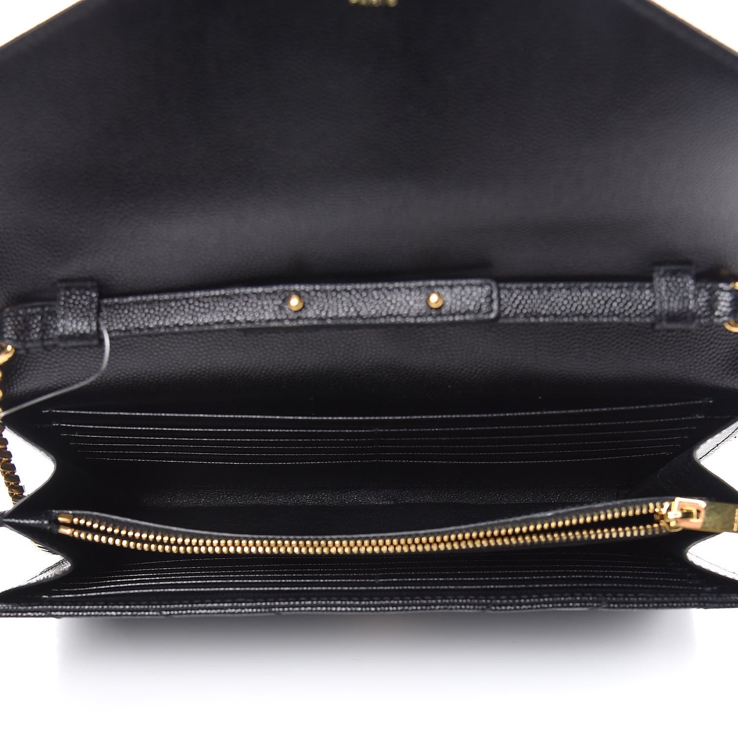 Grain De Poudre Matelasse Chevron Monogram Chain Wallet Black