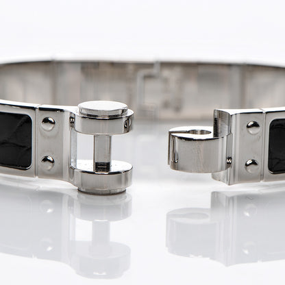 Hermes Shiny Alligator Narrow Hinged Bracelet M Black 4 of 6