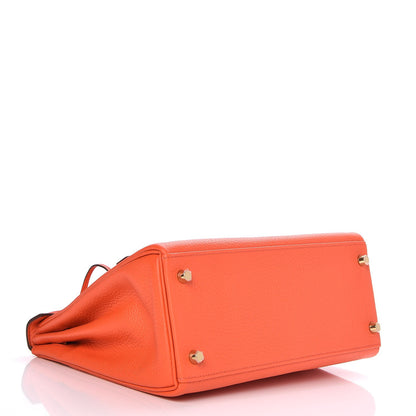 Hermes Taurillon Clemence Kelly Retourne 28 Orange Poppy 6 of 34