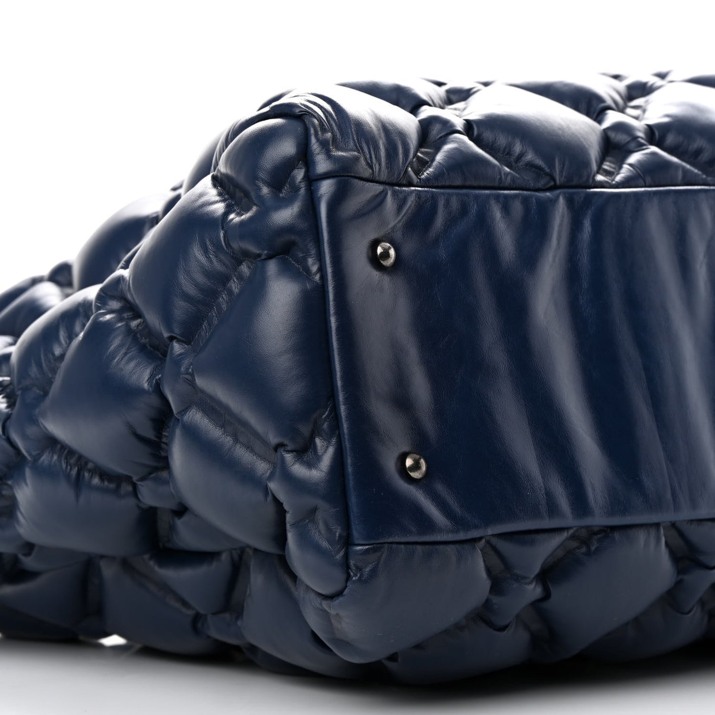 Calfskin Quilted Large Chesterfield Tote Navy