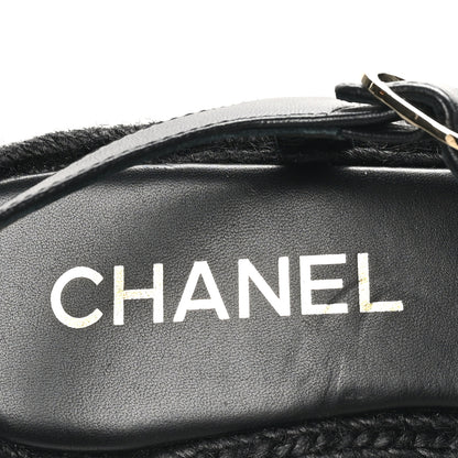 Chanel Lambskin Espadrille Sandals 40 Black 8 of 11