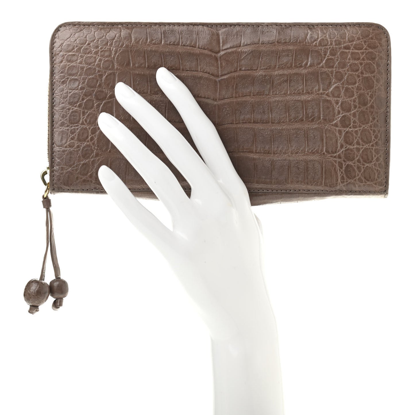 Crocodile Zip Continental Wallet Taupe