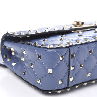 Valentino Garavani Lambskin Small Rockstud Spike Shoulder Bag Blue 7 of 9